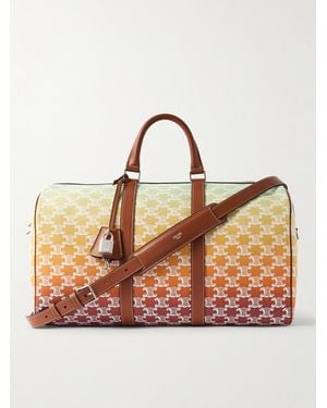 Celine Medium Voyage Leather-Trimmed Logo-Print Coated-Canvas Holdall - Natural