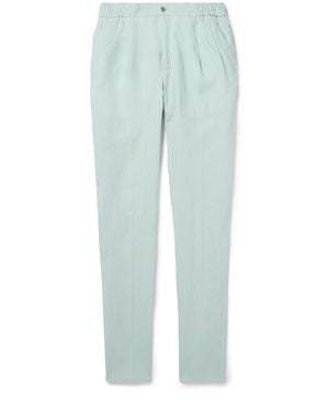 Rubinacci Straight-Leg Linen Drawstring Pants - Blue