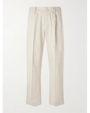 NN07 Kay 1420 Wide-Leg Pleated Organic Cotton-Blend Twill Trousers - White