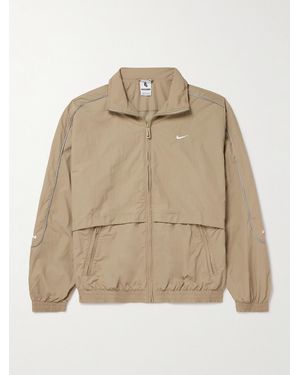 Nike Solo Swoosh Logo-Embroidered Nylon-Taffeta Track Jacket - Natural