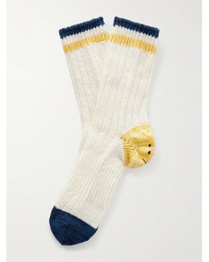Kapital Ivy Rainbowy Happy Heel Cotton And Hemp-Blend Socks - White