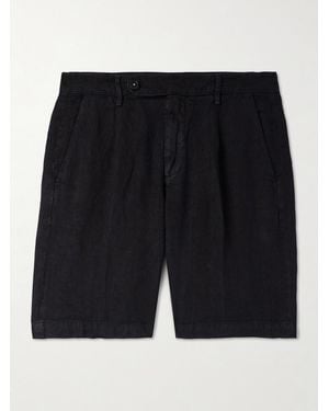 Massimo Alba Alaccia Straight-Leg Pleated Linen Shorts - Black