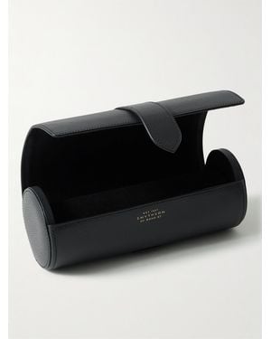 Smythson Panama Cross-Grain Leather Watch Roll - Black