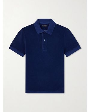 Tom Ford Slim-fit Cotton-blend Terry Polo Shirt - Blue