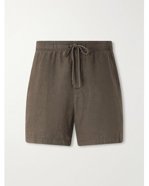 James Perse Straight-Leg Garment-Dyed Linen Drawstring Shorts - Grey