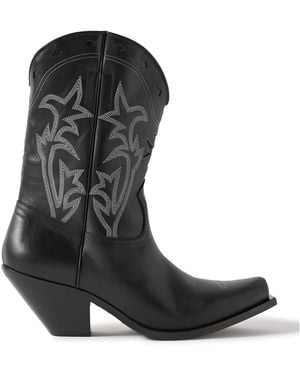 Enfants Riches Deprimes Swiss Cowboy Embroidered Leather Boots - Black