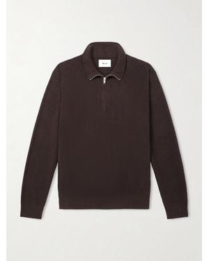 NN07 Danny 6429 Ribbed-knit Half-zip Jumper - Brown