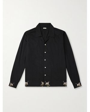 Bode Pointer Camp-Collar Embroidered Cotton Shirt - Black
