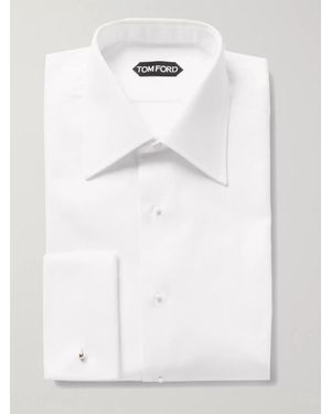 Tom Ford White Slim-fit Bib-front Double-cuff Cotton Tuxedo Shirt - Multicolour