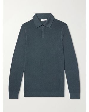 MR P. Cashmere And Silk-Blend Polo Sweater - Blue