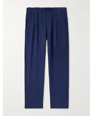 Polo Ralph Lauren Straight-Leg Pleated Linen Trousers - Blue