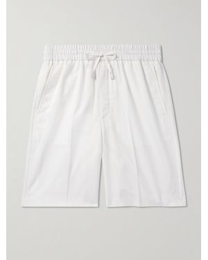 Brioni Straight-Leg Herringbone Striped Silk-Seersucker Shorts - White