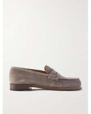 J.M. Weston 180 Moccasin Suede Penny Loafers - Grey