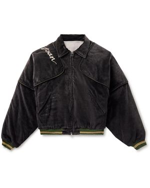 Kapital Sham Convertible Embroidered Cotton-Velvet Bomber Jacket - Black