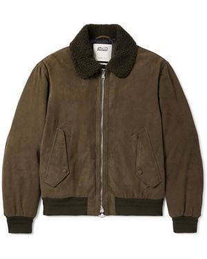Valstar Cudden Shearling-Trimmed Suede Down Aviator Jacket - Brown