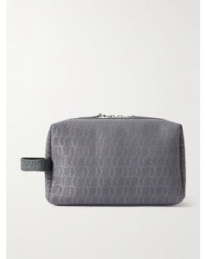 Christian Louboutin Zip N Flap Leather-Trimmed Logo-Jacquard Canvas Pouch - Grey