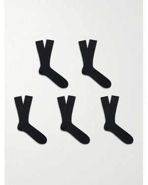 FALKE Set of Five Merino Wool-Blend Socks - Schwarz