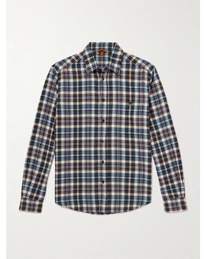 Barena Checked Brushed-Cotton Shirt - Blue