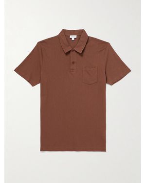 Sunspel Riviera Cotton-Mesh Polo Shirt - Brown