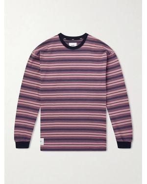 WTAPS Logo-Appliquéd Striped Cotton-Jersey T-Shirt - Rot