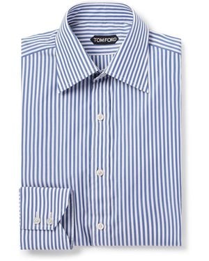 Tom Ford Slim-fit Striped Cotton-poplin Shirt - Blue