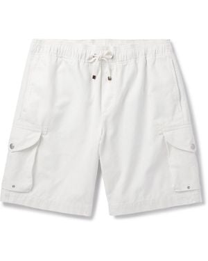 Brunello Cucinelli Straight-Leg Cotton-Twill Drawstring Cargo Shorts - White