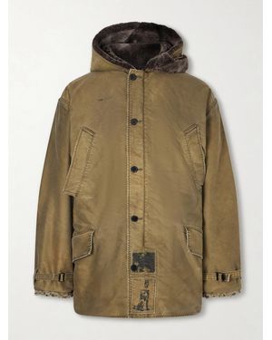 Enfants Riches Deprimes Vienna Appliquéd Shearling-trimmed Padded Cotton-sateen Hooded Parka - Green
