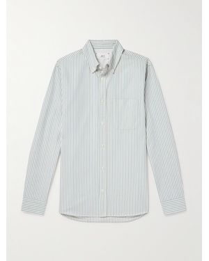 MR P. Button-Down Collar Striped Organic Cotton Oxford Shirt - White