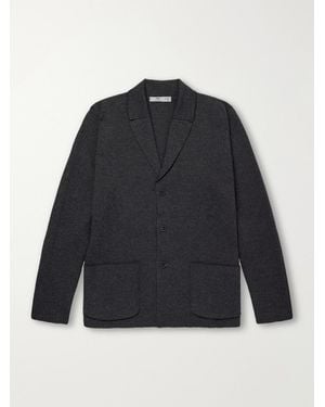 Inis Meáin Herringbone Merino Wool Cardigan - Blue