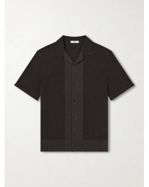 MR P. Camp-Collar Linen And Organic Cotton-Blend Shirt - Black