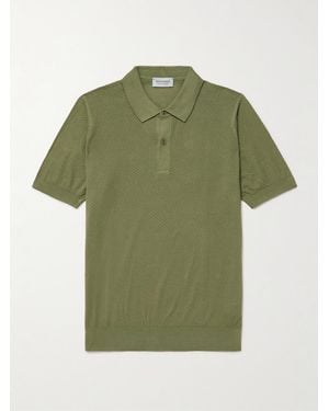 John Smedley Calun Pointelle-Knit Sea Island Cotton Polo Shirt - Green
