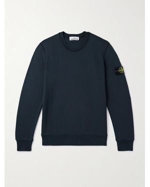 Stone Island Sweatshirt aus Biobaumwoll-Jersey mit Logoapplikation in Stückfärbung - Blau