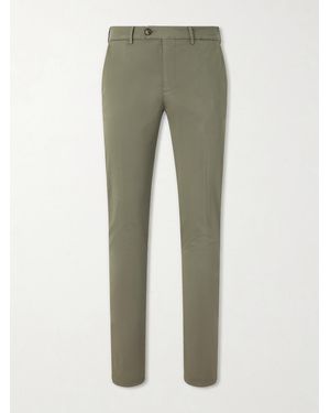 Brunello Cucinelli Straight-Leg Stretch-Cotton Twill Trousers - Green