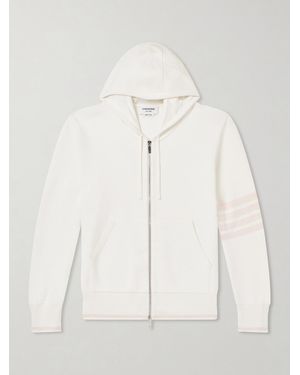 Thom Browne Striped Cotton Zip-up Hoodie - Natural