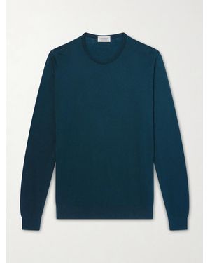 John Smedley Hatfield Sea Island Cotton Jumper - Blue