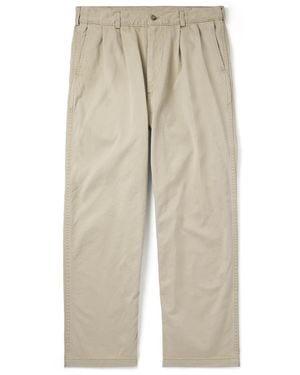 Orslow Two Tuck Straight-leg Pleated Cotton-twill Pants - Natural