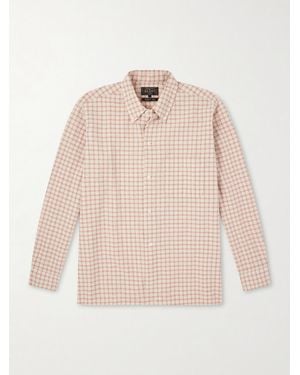 Beams Plus Button-Down Seersucker Checked Cotton And Linen-Blend Shirt - Natural