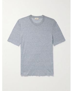 Altea Linen And Cotton-Blend Jersey T-Shirt - Blue