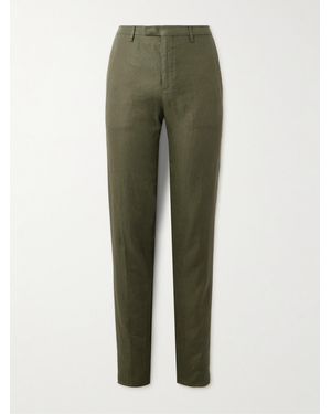 Boglioli Straight-Leg Linen-Twill Suit Trousers - Green
