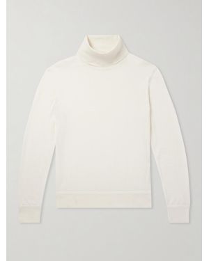 Tom Ford Slim-fit Cashmere And Silk-blend Rollneck Jumper - Natural