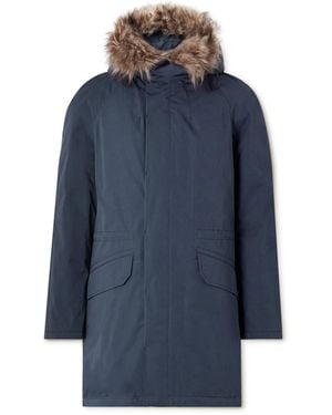 Yves Salomon Iconic Shearling-Trimmed Padded Cotton-Blend Twill Down Parka - Blue