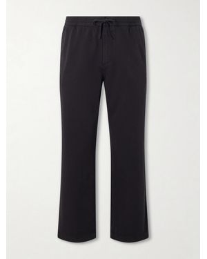 MR P. Edward Straight-Leg Organic Cotton-Twill Drawstring Trousers - Blue
