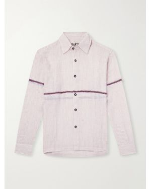 Kartik Research Rabari Embroidered Pinstriped Cotton Shirt - Pink