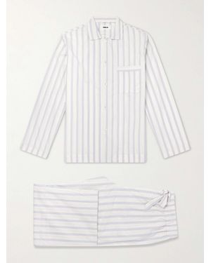 Tekla Striped Cotton-Poplin Pajama Set - White