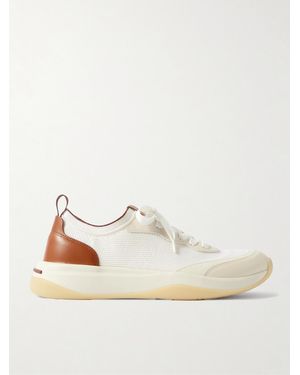 Loro Piana 410 Lp Walk Leather-Trimmed Wish Wool Trainers - White