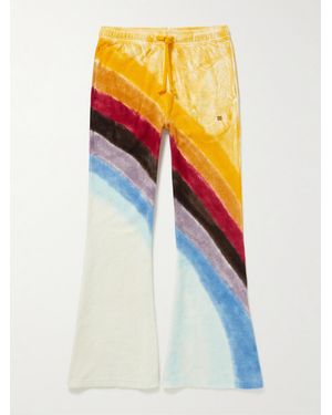Acne Studios Flared Striped Garment-Dyed Cotton-Terry Joggers - Yellow