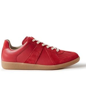 Maison Margiela Replica Leather And Suede Sneakers - Red