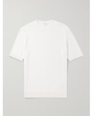 Eleventy Slim-Fit Ribbed Cotton T-Shirt - White