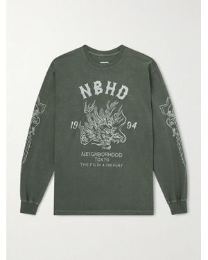 Neighborhood Printed Cotton-Jersey T-Shirt - Green