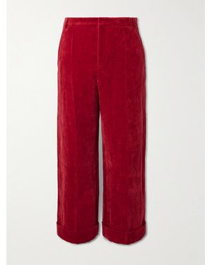 Valentino Garavani Flared Cotton And Linen-Blend Velvet Trousers
